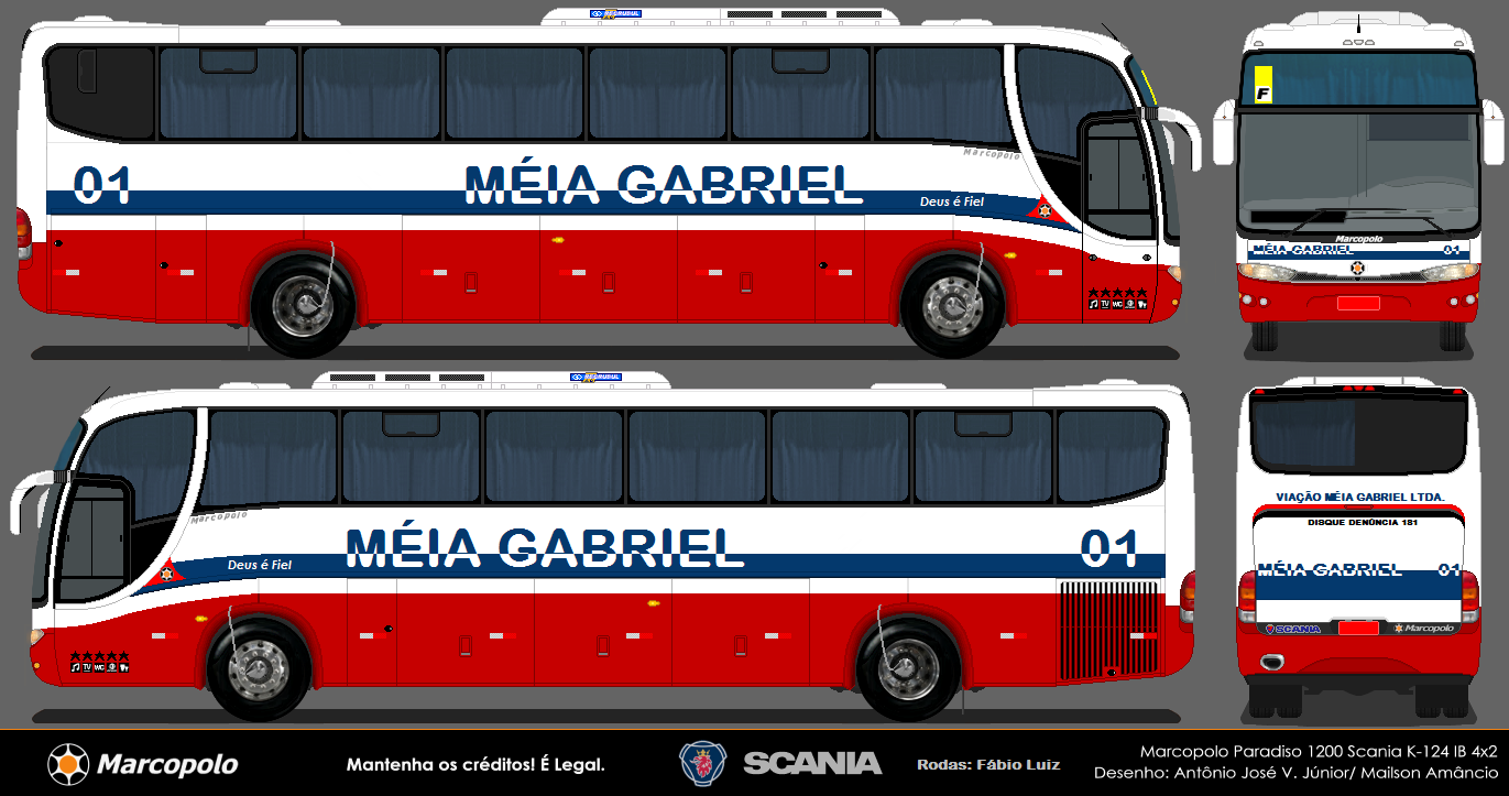 Desenhos de Ãnibus: Marcopolo Paradiso G6 1200 Scania K-124 MÃ©ia...