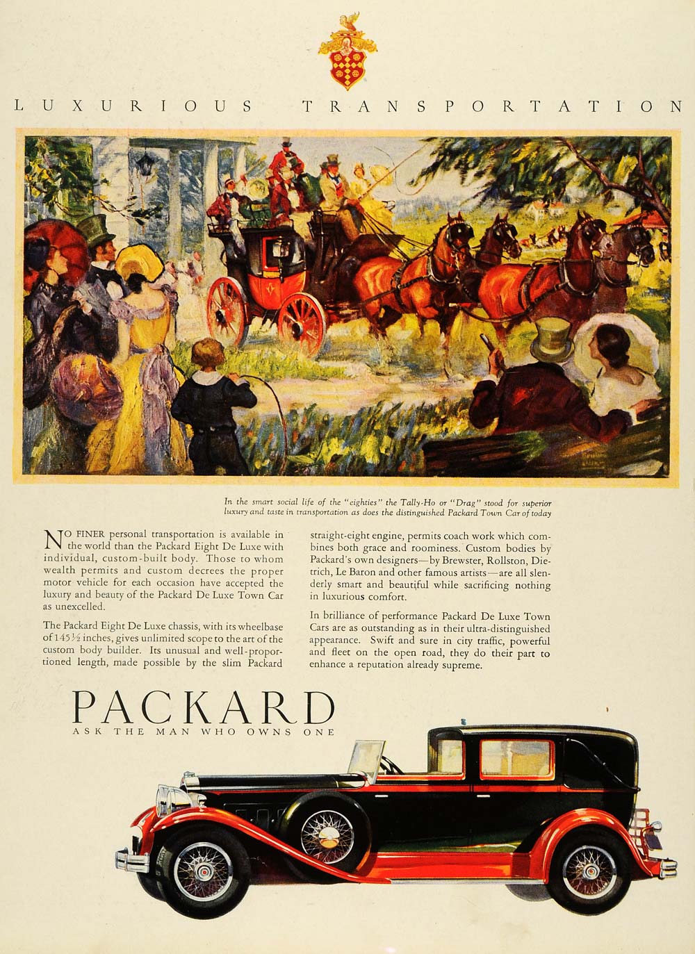 1930 Annonce Packard Motor Cars Huit Chevaux Châssis de Luxe Diligence...