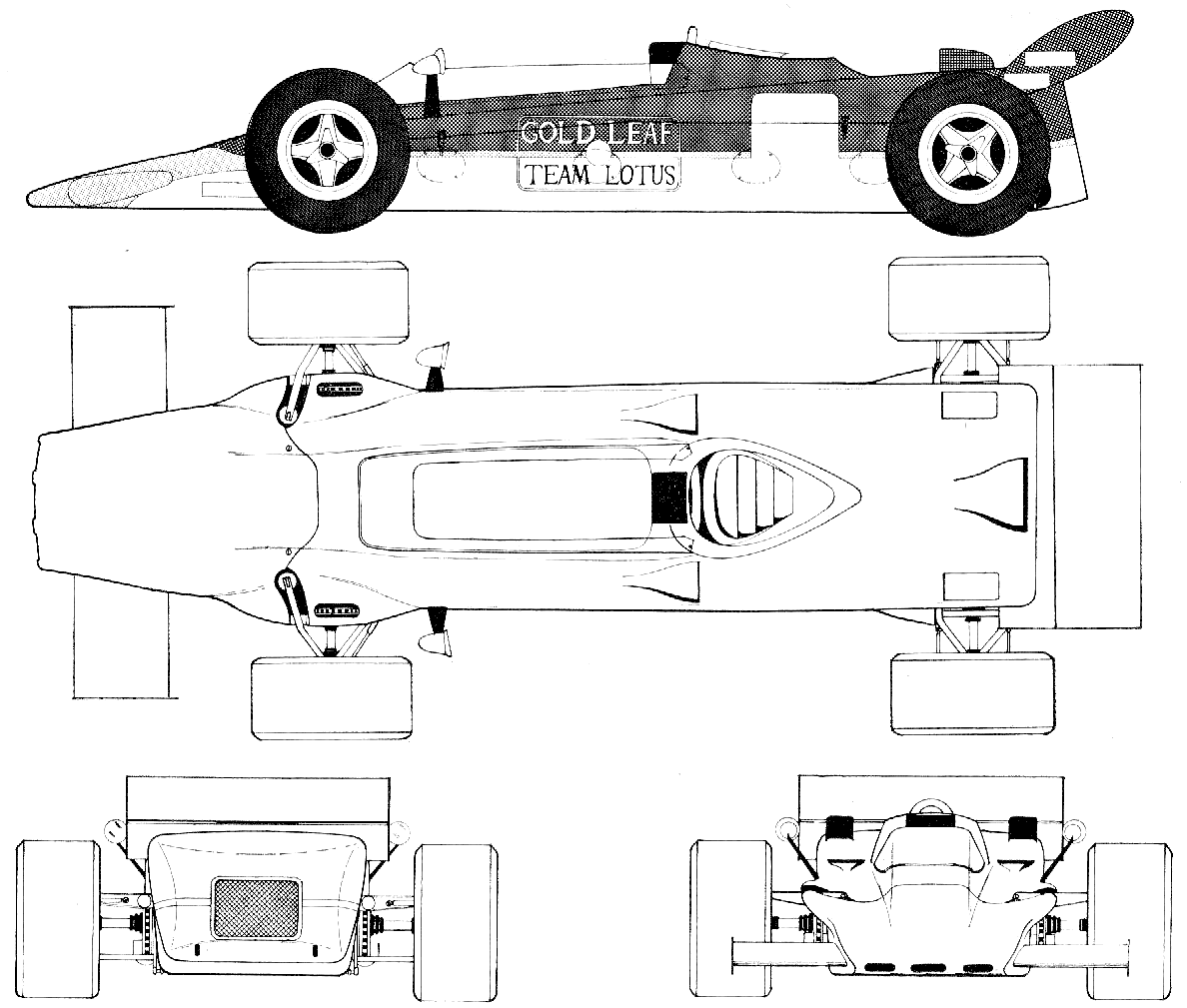 Plans de voiture - 1970 Lotus 72 F1 GP OW plan