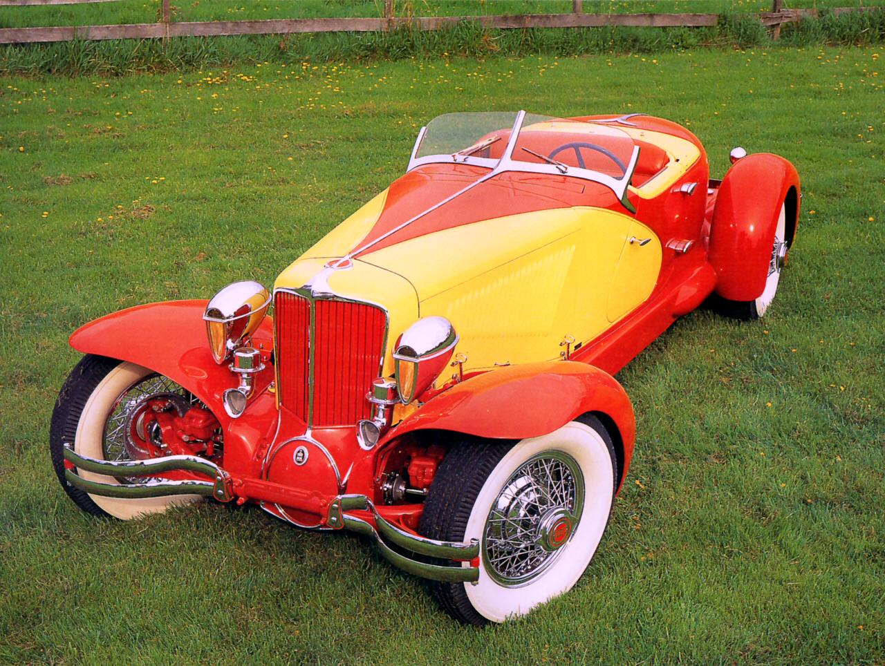 1931 Cordon L 29 Speedster Rouge Jaune Fvl - Papier peint de transport...