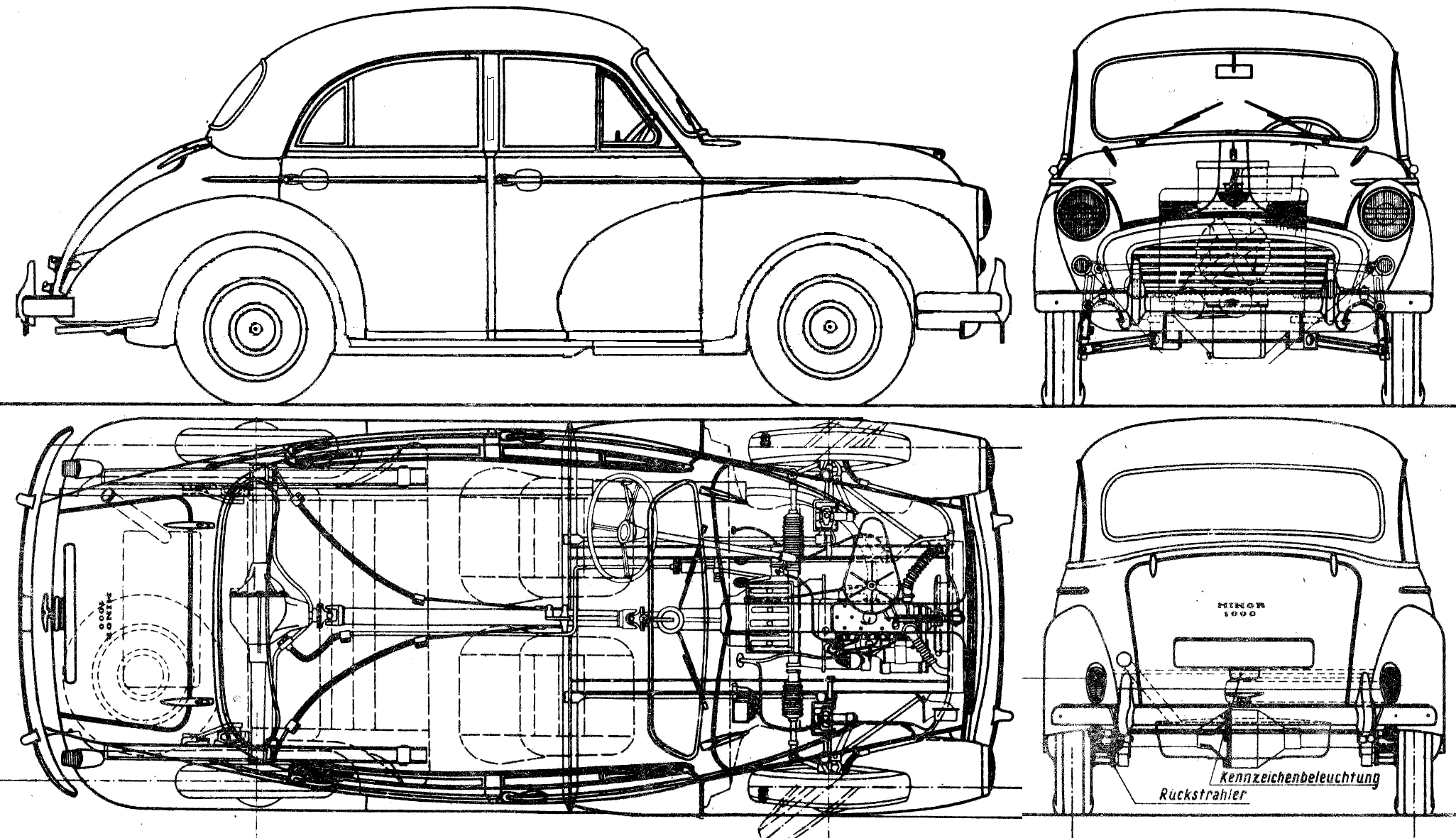 Plans de voiture - 1956 Modèle de berline Morris Minor 1000