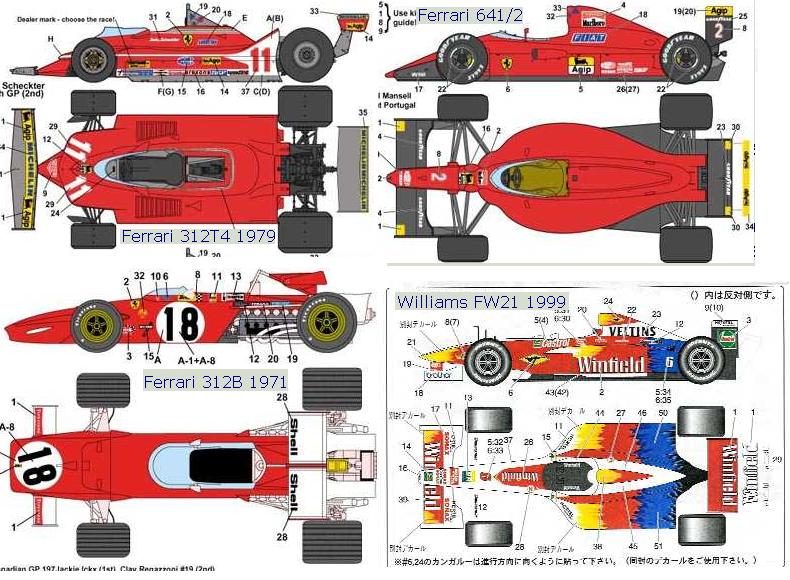 Ferrari F1 3 Années Différentes et Williams FW21 (