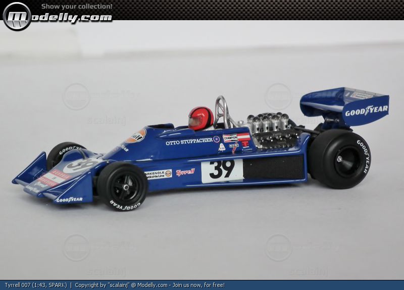 Tyrrell 007, modèle SPARK 1:43car de couleur bleue par