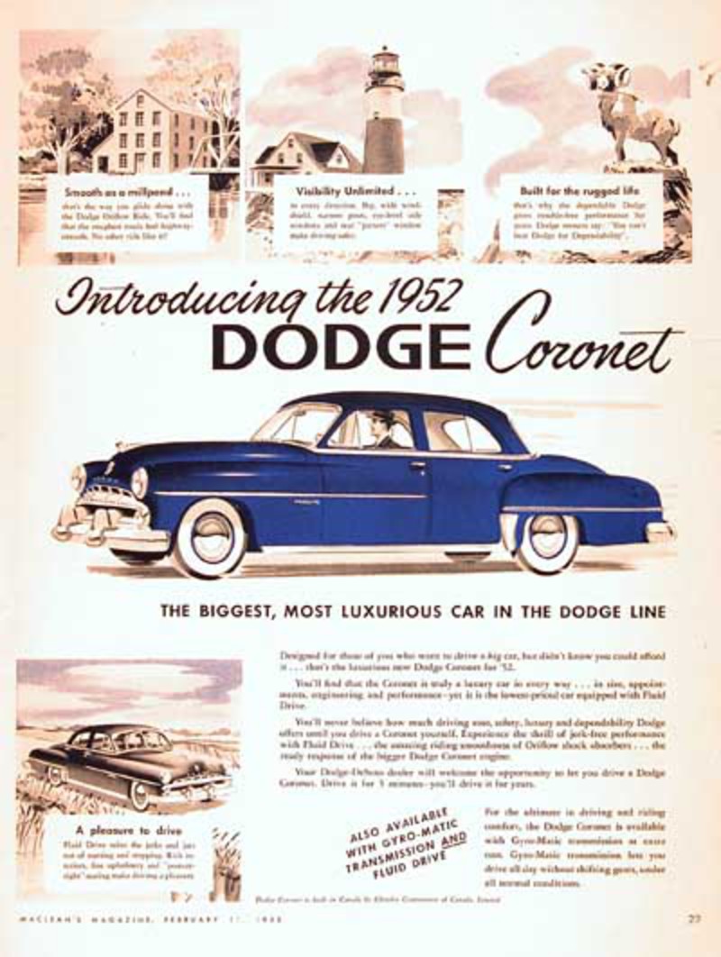 1952 Berline Dodge Coronet #000545