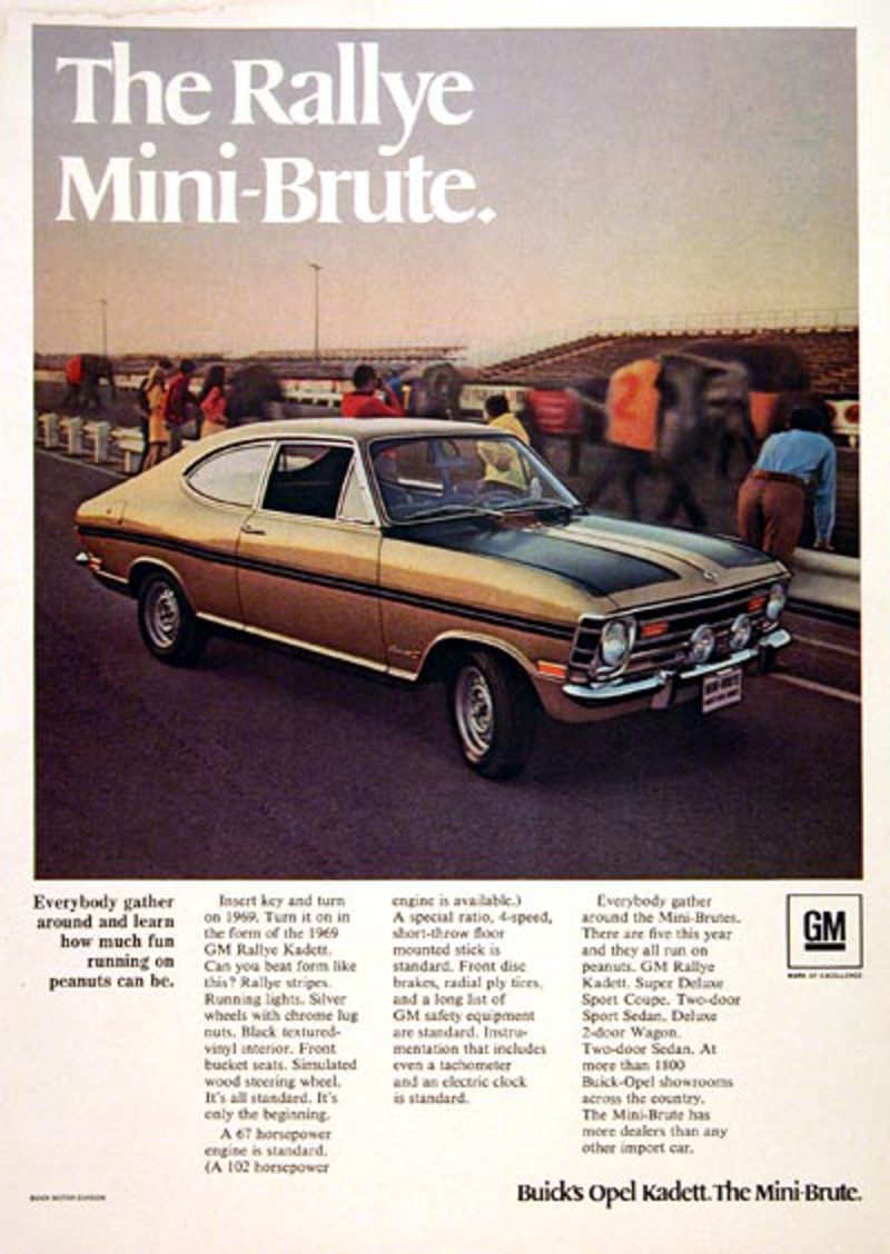 Annonce Imprimée Vintage Classique de Buick Opel Kadett Rallye 1969