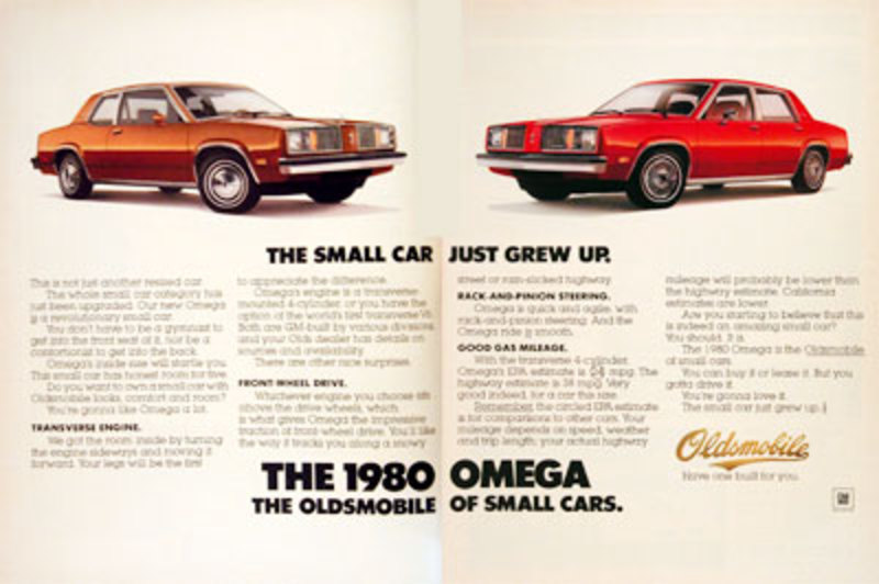 Annonce Oldsmobile Omega Coupé Berline Classique Vintage Imprimée 1980
