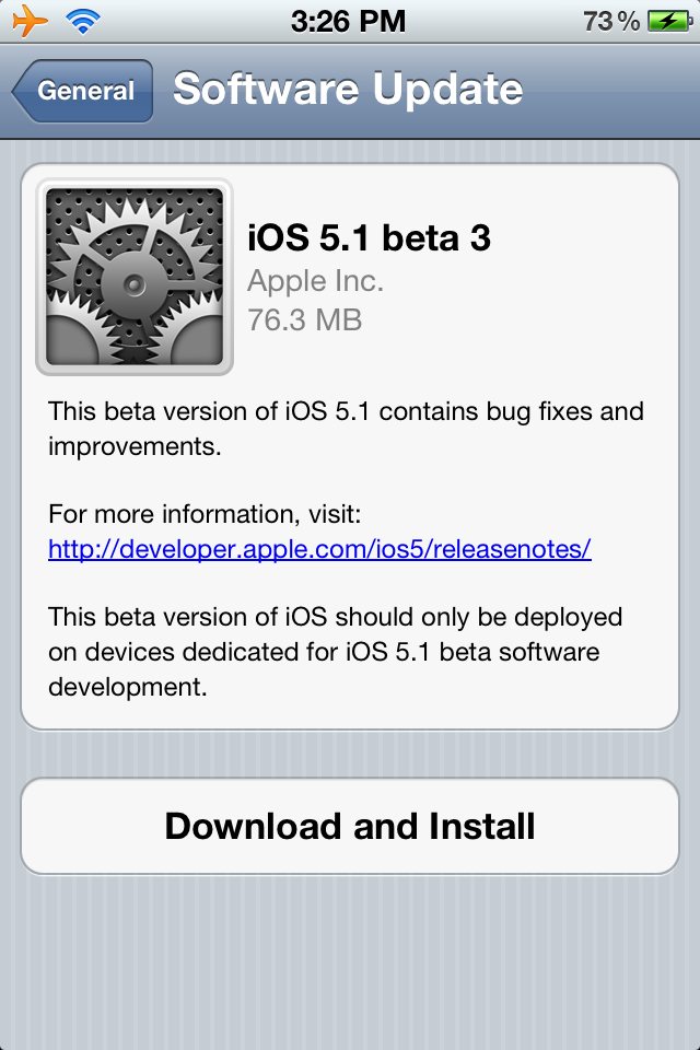 Apple seeds iOS 5.1 beta 3 aux développeurs / iMore.