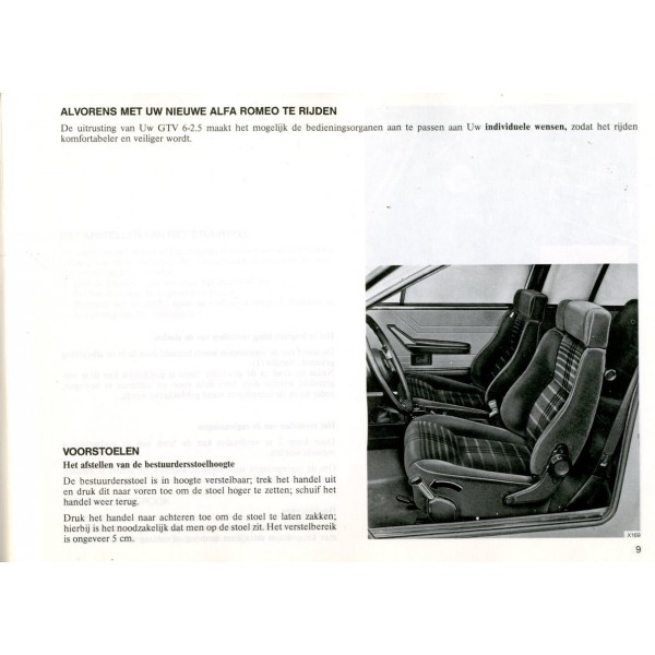 1984 ALFA ROMEO GTV6 2.5 MANUEL D'UTILISATION NÉERLANDAIS