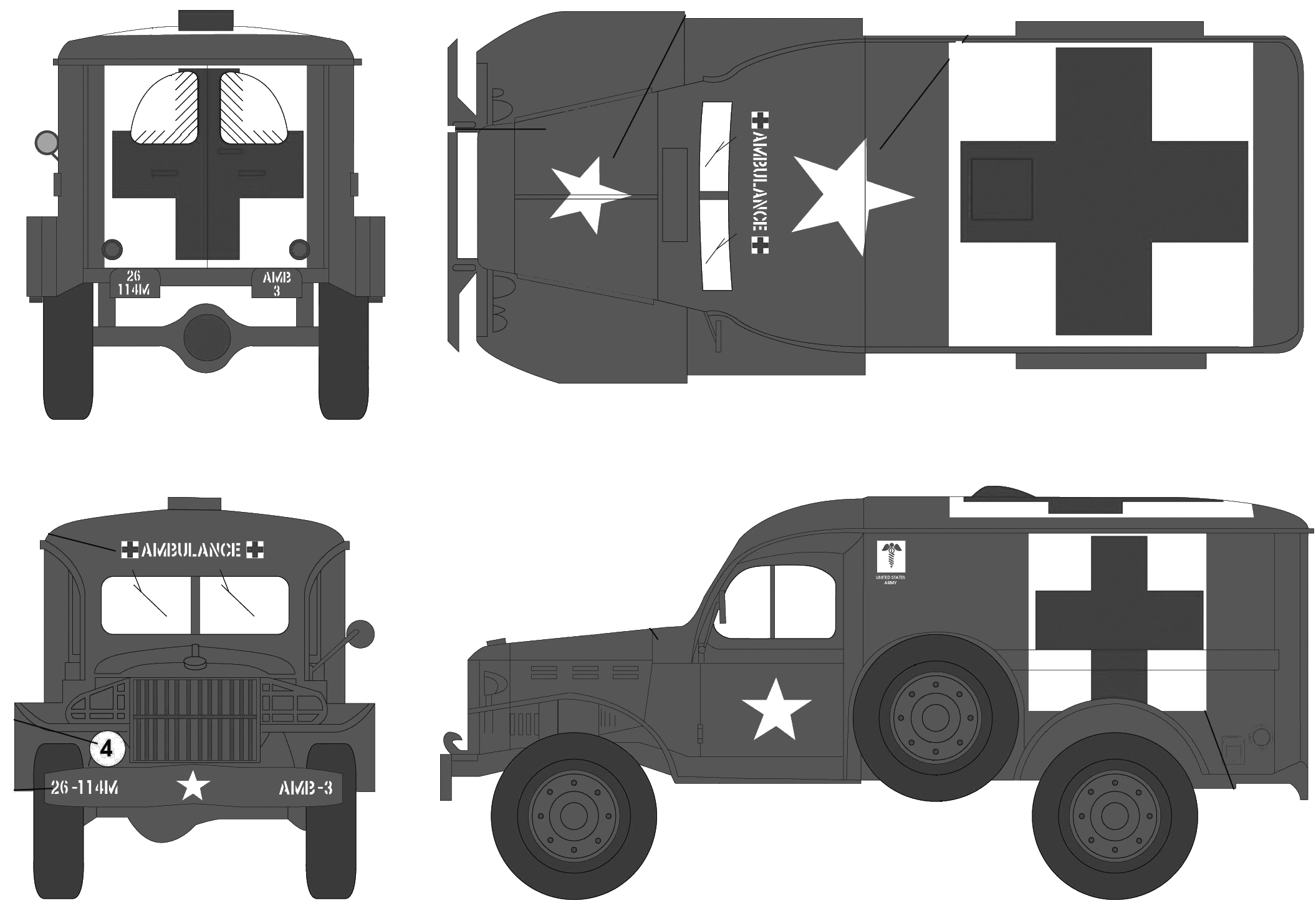 Modèle de fourgon d'ambulance Dodge WC-54 1940