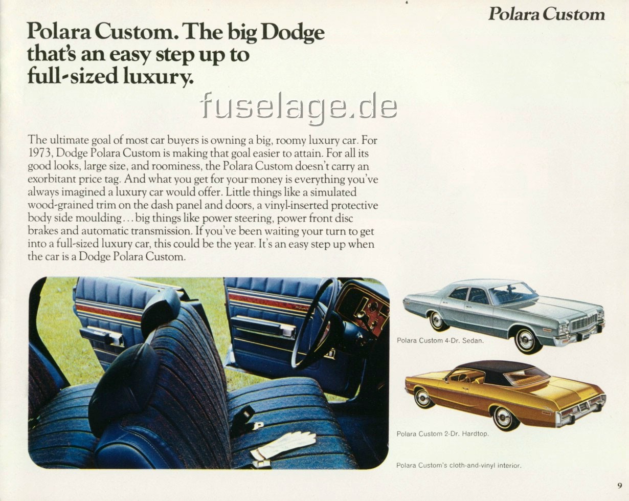 Intérieur personnalisé Dodge Polara 1973