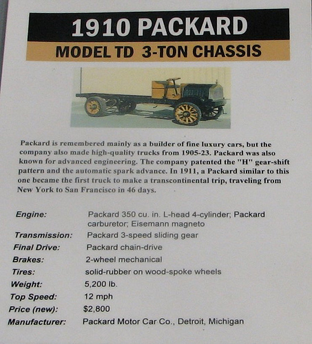 Châssis Packard Modèle TD 3 Tonnes